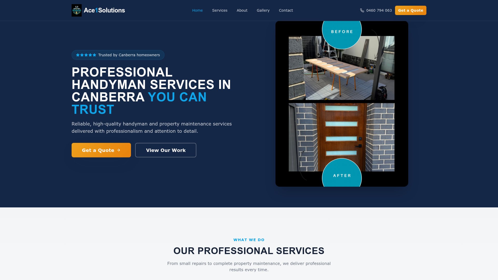 Website design preview for Ace1Solutions